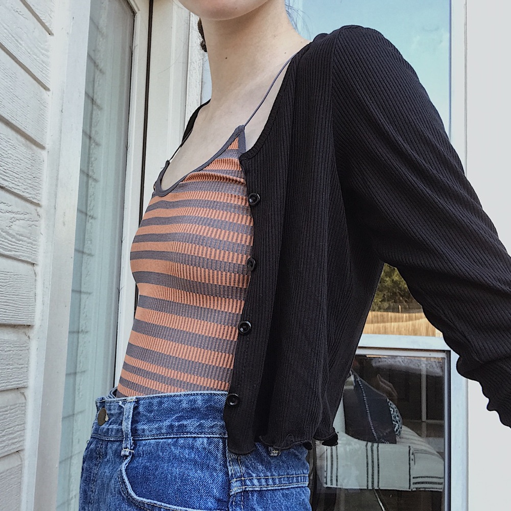 orange and grey urban outfitters bodysuit